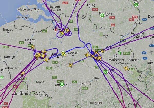 Flights being turned around and diverted from #zaventum #brussels airport @ReintJanGN.jpg
