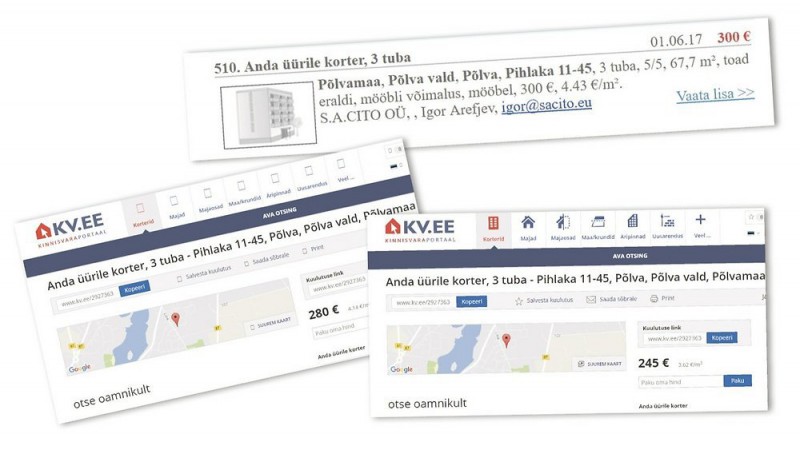 Kolmetoaline Põlva korter, mille eest küsiti Taimaa ja Mohannadi perelt 338 eurot, oli pärast pere lahkumist juuni alguses pakkumisel 300 euroga. Nädal hiljem pakuti seda 280 euroga ja juuni keskpaigaks oli üür kukkunud juba 245 eurole.