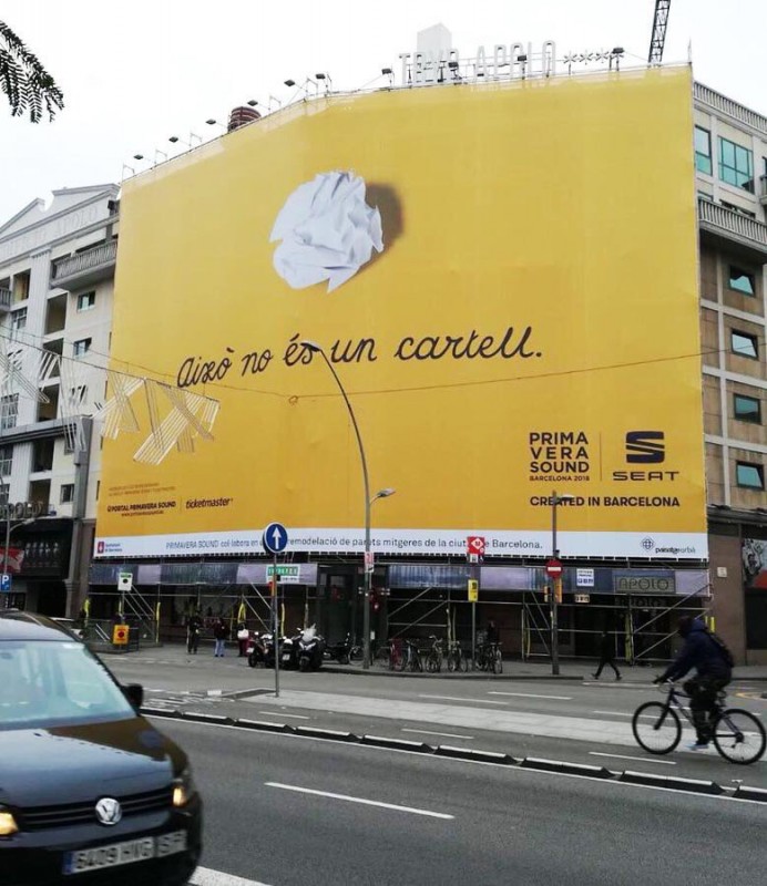 Primavera Sound avaldas 2018. aasta muusikafestivali reklaamplakati kirjaga: „Tegemist pole plakatiga“.